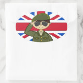 可愛い英国陸軍兵士シール 楕円形シール (バッグ)