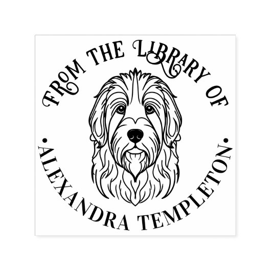 可愛い英語シェプドッグ図書館蔵書名 セルフインキングスタンプ (デザイン)