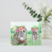 可愛い英語フランスのとブルドッグのグリーティングカード 招待状 (スタンド正面)