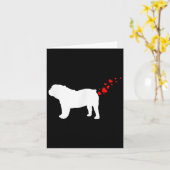 可愛い英語ブルドッグオーナーバレンタインデーハート カード (黄色い花)