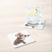 可愛い英語ブルドッグギフトパピードッグ愛好家 スクエアペーパーコースター (インサイチュ)