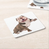可愛い英語ブルドッグギフトパピードッグ愛好家 スクエアペーパーコースター (アングル)