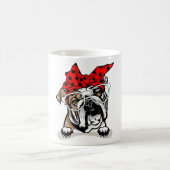 可愛い英語ブルドッグクリスマスレッドプリドヘッドバンドとG コーヒーマグカップ (中央)