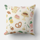 可愛い茶パーティー枕、ヴィンテージキッチンデコールケーキ クッション (正面)
