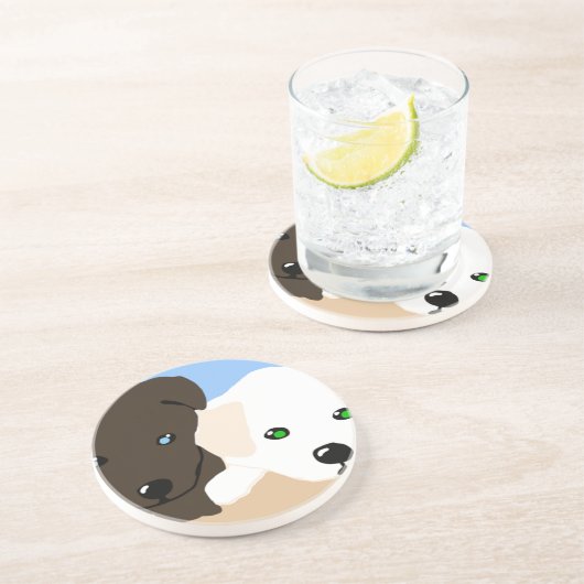 可愛い茶色と白いラブラドールの子犬のアートギフト コースター (側面)