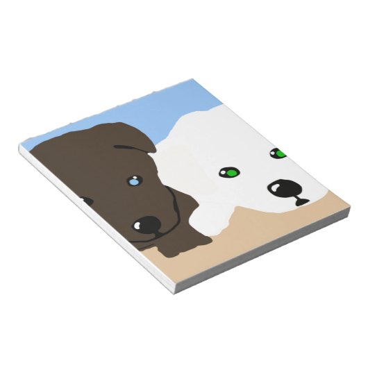 可愛い茶色と白いラブラドールの子犬のアートギフト ノートパッド (アングル)