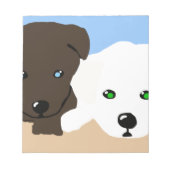 可愛い茶色と白いラブラドールの子犬のアートギフト ノートパッド (正面)