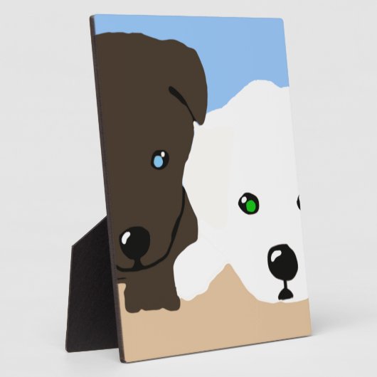 可愛い茶色と白いラブラドールの子犬のアートギフト フォトプラーク (側面)