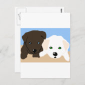 可愛い茶色と白いラブラドールの子犬のアートギフト ポストカード (正面/裏面)