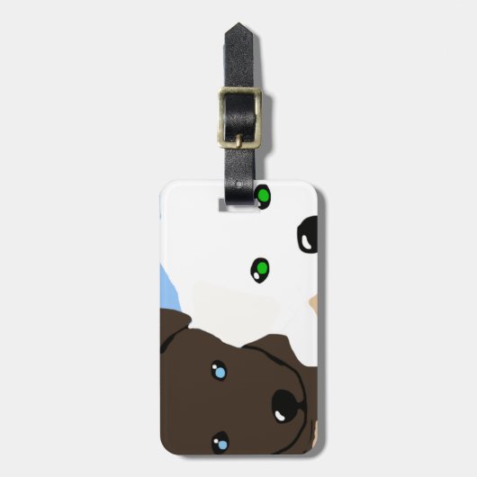 可愛い茶色と白いラブラドールの子犬のアートギフト ラゲッジタグ (正面縦)