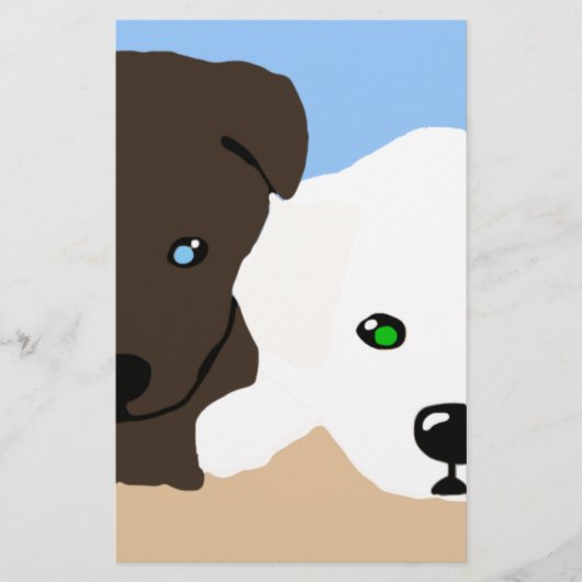 可愛い茶色と白いラブラドールの子犬のアートギフト 便箋 (正面)