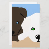 可愛い茶色と白いラブラドールの子犬のアートギフト 便箋 (正面/裏面)