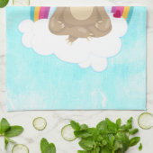 可愛い茶色のめい想ナマケモノ キッチンタオル (折り畳み)