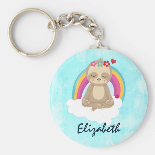 可愛い茶色のめい想ナマケモノ キーホルダー (正面)