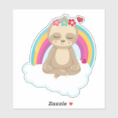 可愛い茶色のめい想ナマケモノ シール (シート)