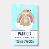 可愛い茶色のめい想ナマケモノ バッジ (裏面)