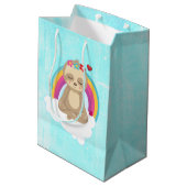 可愛い茶色のめい想ナマケモノ ミディアムペーパーバッグ (裏面アングル)