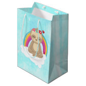 可愛い茶色のめい想ナマケモノ ミディアムペーパーバッグ (正面アングル)