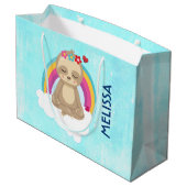 可愛い茶色のめい想ナマケモノ ラージペーパーバッグ (裏面アングル)