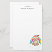 可愛い茶色のめい想ナマケモノ 便箋 (正面/裏面)