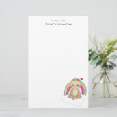 可愛い茶色のめい想ナマケモノ 便箋 (スタンド正面)