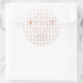 可愛い茶色のギンガムノート赤ちゃんシャワー ラウンドシール (バッグ)