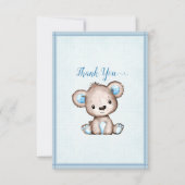 可愛い茶色のクマ男の子の赤ちゃんシャワーありがとう サンキューカード (正面)