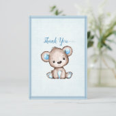 可愛い茶色のクマ男の子の赤ちゃんシャワーありがとう サンキューカード (スタンド正面)