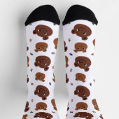 可愛い茶色のクマ ソックス (上部)