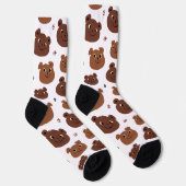 可愛い茶色のクマ ソックス (右)