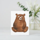可愛い茶色のクマ ポストカード (スタンド正面)