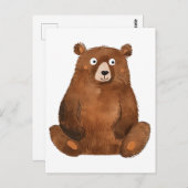 可愛い茶色のクマ ポストカード (正面/裏面)