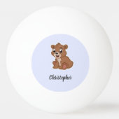 可愛い茶色のクマ 卓球ボール (正面)