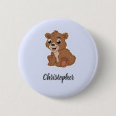 可愛い茶色のクマ 缶バッジ (正面)