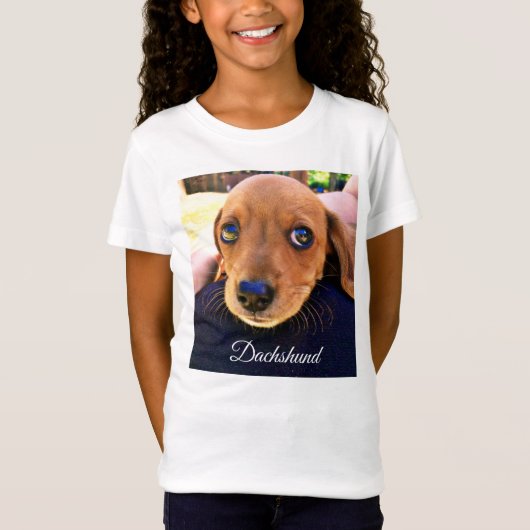 可愛い茶色のダックシュント子犬 Tシャツ (正面)