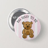 可愛い茶色のテディベア姉がボタンになる 缶バッジ (正面&裏面)