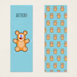 可愛い茶色のテディベア青のブックマーク