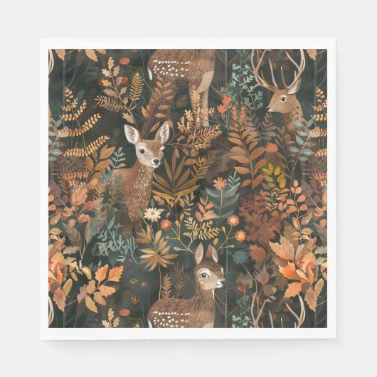 可愛い茶色のデアーズパターン スタンダードランチョンナプキン (正面)