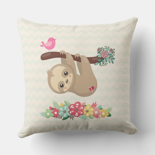 可愛い茶色のナマケモノぶら下がったの上下逆さ クッション (裏面)