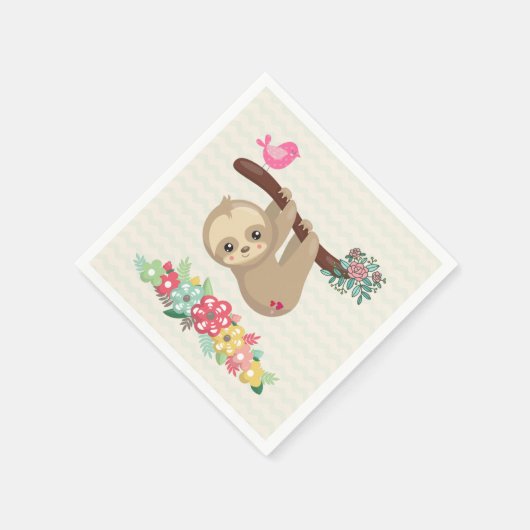 可愛い茶色のナマケモノぶら下がったの上下逆さ スタンダードカクテルナプキン (角)