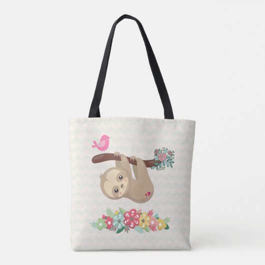 可愛い茶色のナマケモノぶら下がったの上下逆さ トートバッグ (裏面)