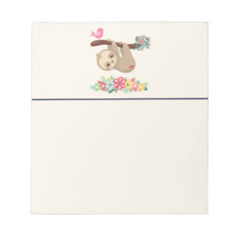 可愛い茶色のナマケモノぶら下がったの上下逆さ ノートパッド