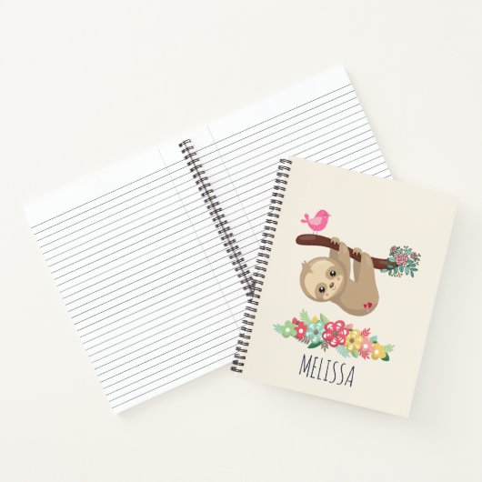 可愛い茶色のナマケモノぶら下がったの上下逆さ ノートブック (内部)