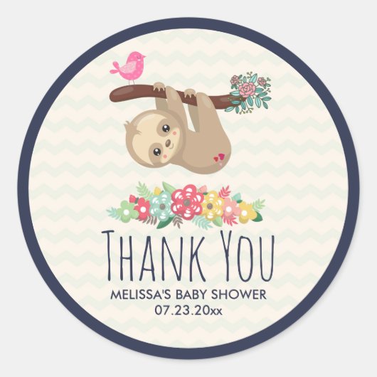 可愛い茶色のナマケモノぶら下がったの上下逆さ ラウンドシール (正面)