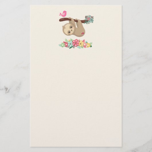 可愛い茶色のナマケモノぶら下がったの上下逆さ 便箋 (正面)