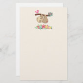 可愛い茶色のナマケモノぶら下がったの上下逆さ 便箋 (正面/裏面)