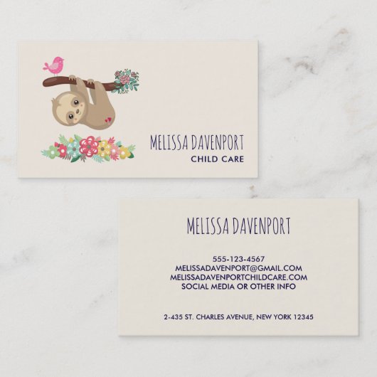 可愛い茶色のナマケモノぶら下がったの上下逆さ 名刺 (正面/裏面)