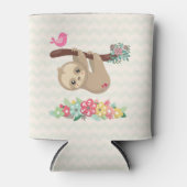 可愛い茶色のナマケモノぶら下がったの上下逆さ 缶クーラー (正面)