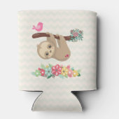 可愛い茶色のナマケモノぶら下がったの上下逆さ 缶クーラー (裏面)