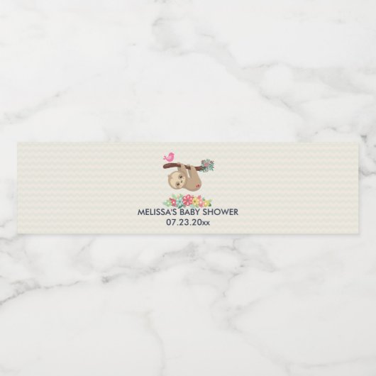 可愛い茶色のナマケモノぶら下がったの逆さまに赤ちゃんシャワー ペットボトルラベル (シングルラベル)